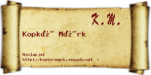 Kopkó Márk névjegykártya